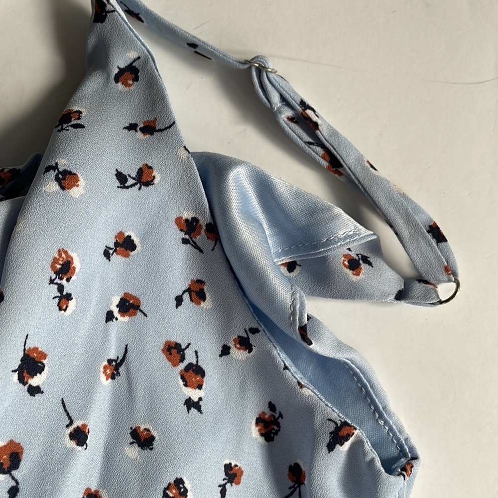 Sienna Sky faux button front floral fully lined spaghetti strap dress size small - Picture 6 of 6